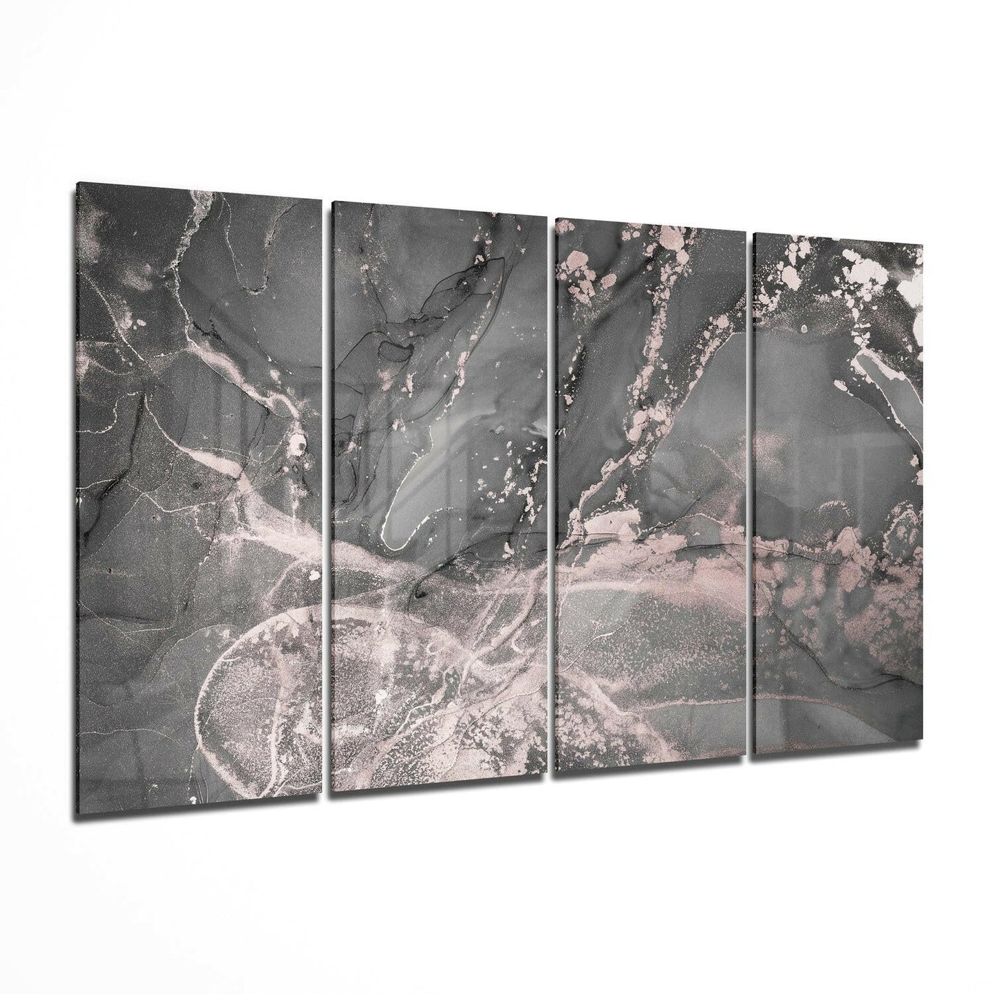 Gray Blush Pink Marble Glass Wall Art