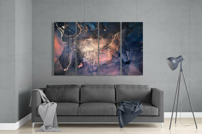 Navy Blush Gold Marble Glass Wall Art