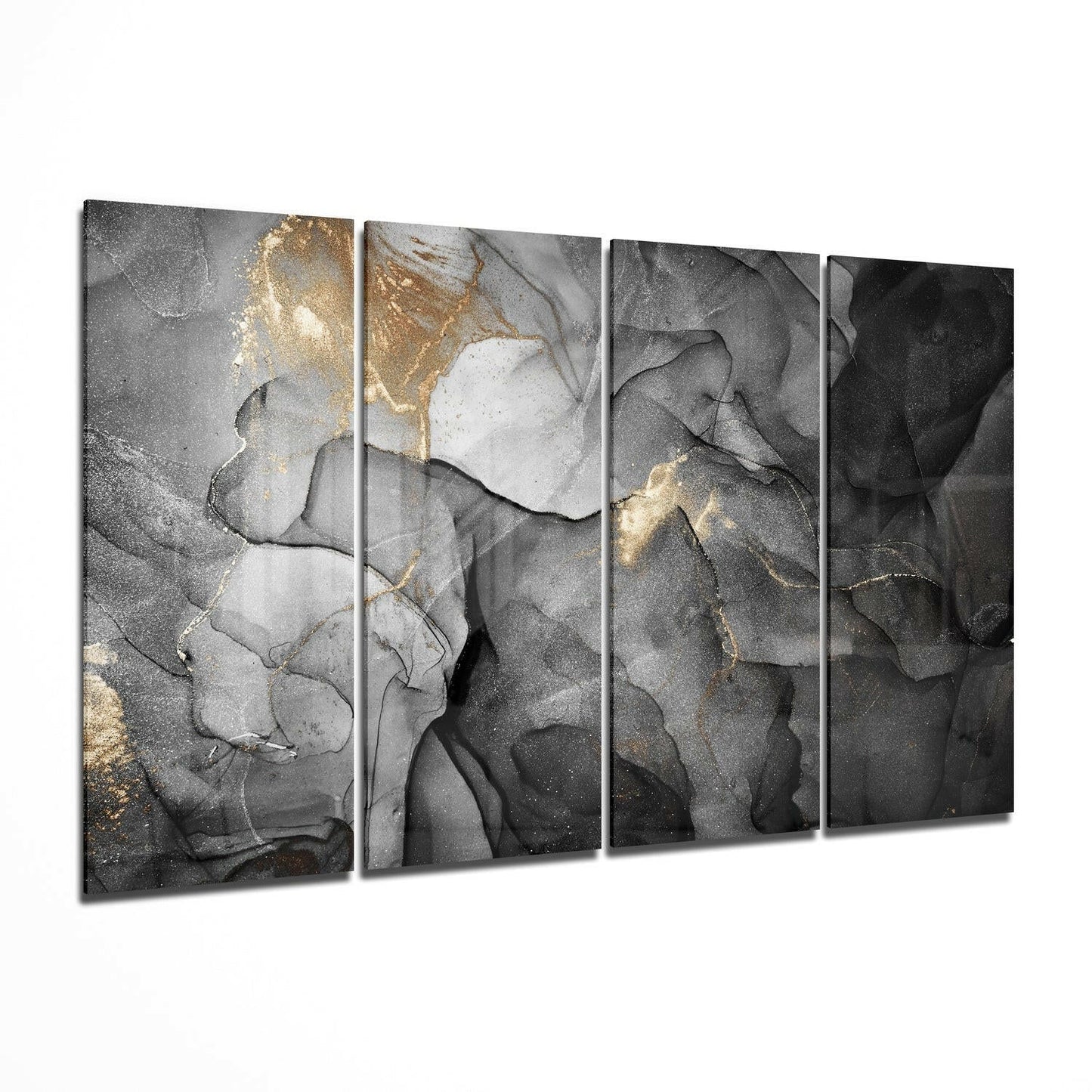 Gray Gold Vein Marble Glass Wall Art