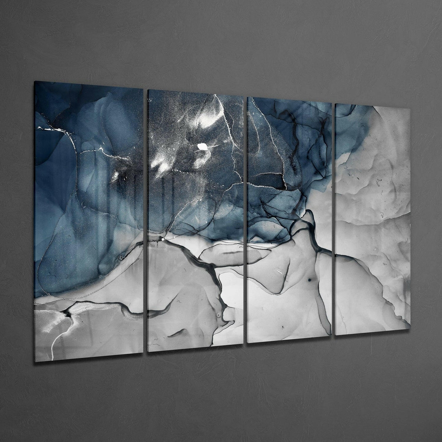 Slate Blue Gray Marble Glass Wall Art