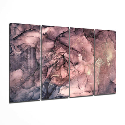 Mauve Pink Gold Vein Marble Glass Wall Art