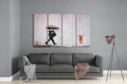Street Stencil Art 4 Pieces Mega Glass Wall Art (59"x36")