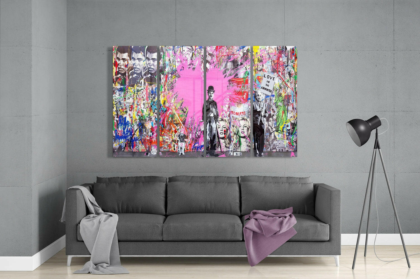 Comedian, Scientist and Stencil Art 4 Pieces Mega Glass Wall Art (59"x36")
