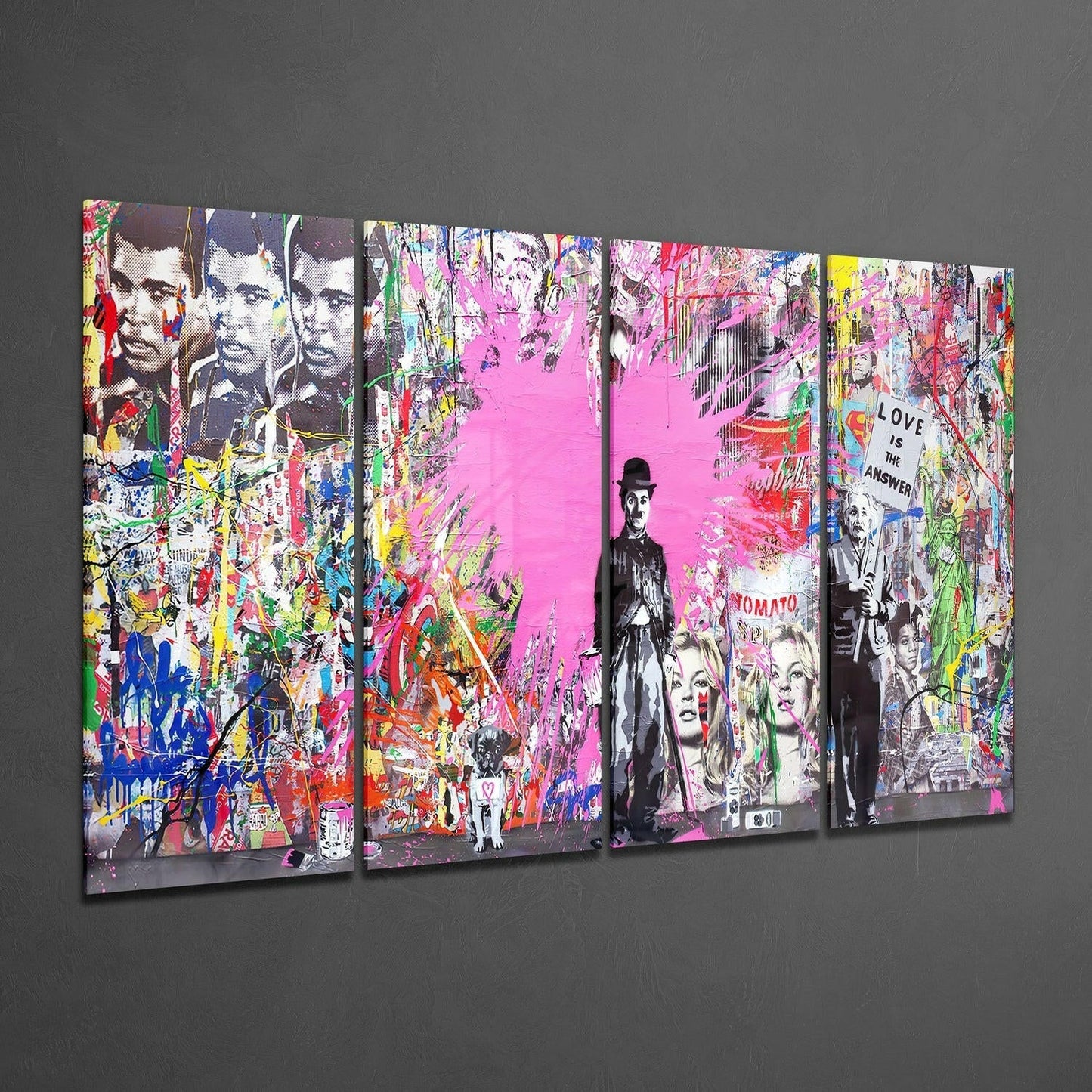 Comedian, Scientist and Stencil Art 4 Pieces Mega Glass Wall Art (59"x36")