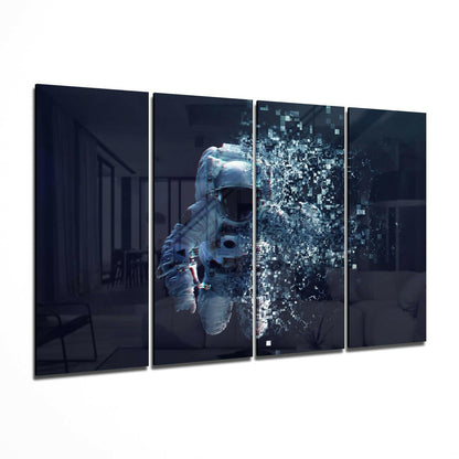 Pixel Dissolving Astronaut 4 Pieces Mega Glass Wall Art