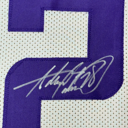 Framed Autographed/Signed Adrian Peterson 35x39 Minnesota White Football Jersey JSA COA