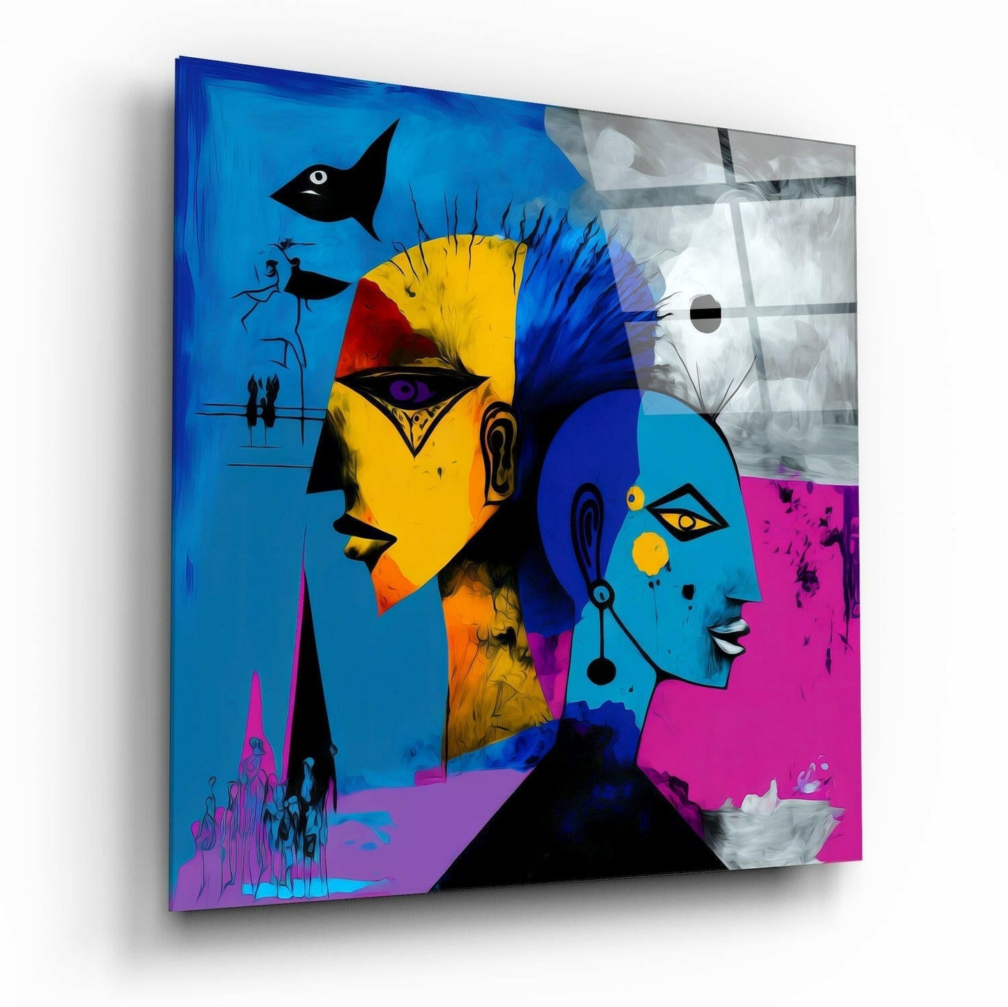 Geometric Mind Abstraction Glass Wall Art  || Designers Collection