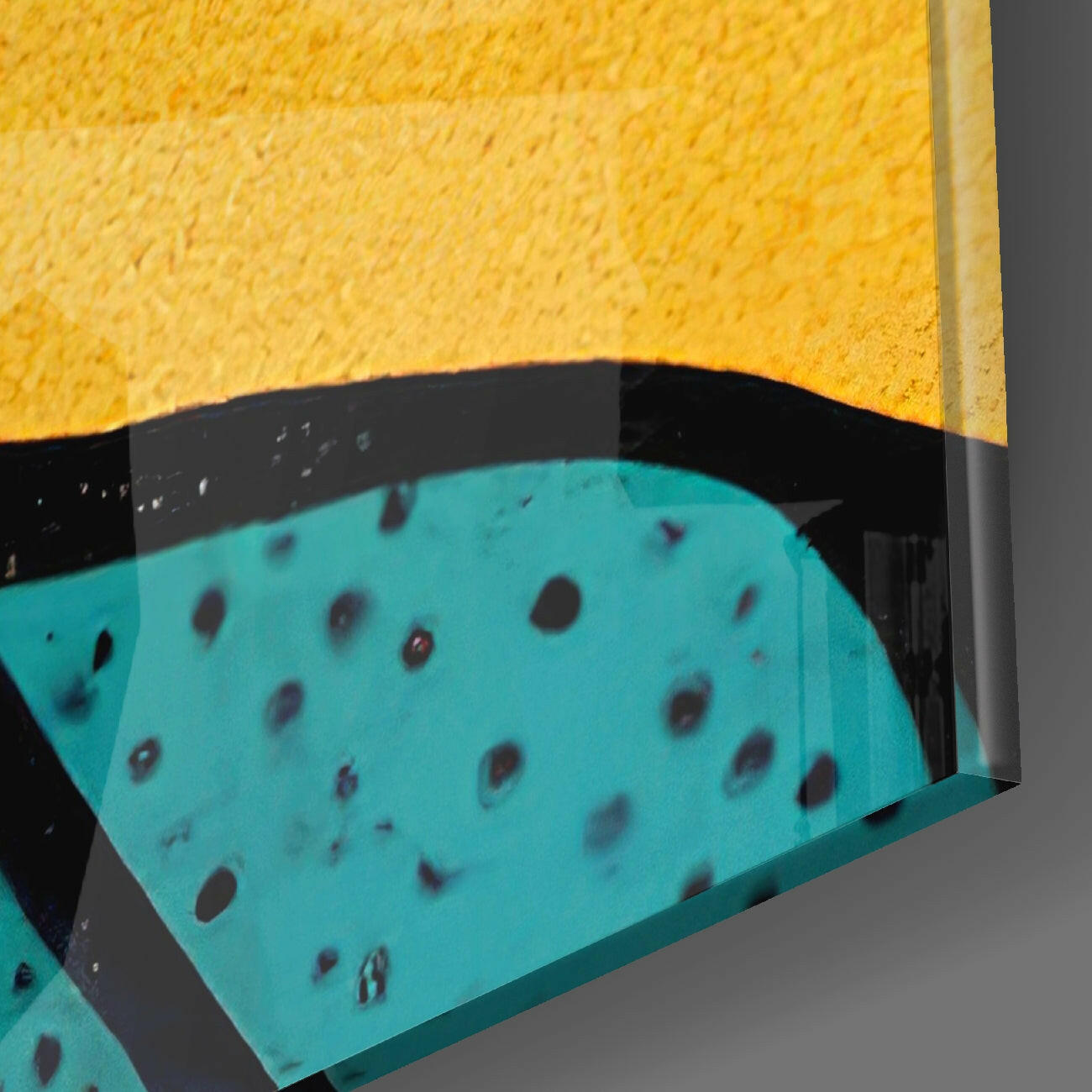 Retro Cat in Teal Dotted Jacket Glass Wall Art