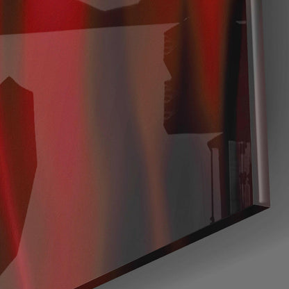 Red Hooded Gorilla with Gold Teeth Glass Wall Art