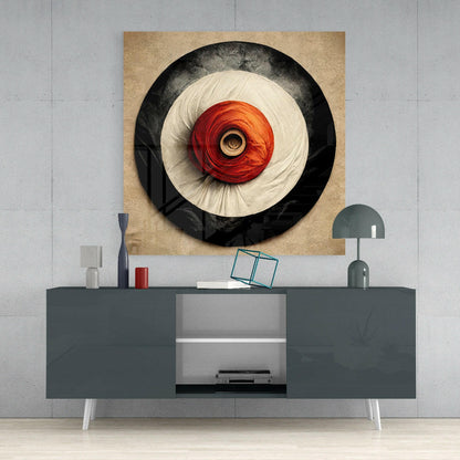 Red Rose Concentric Circles Glass Wall Art