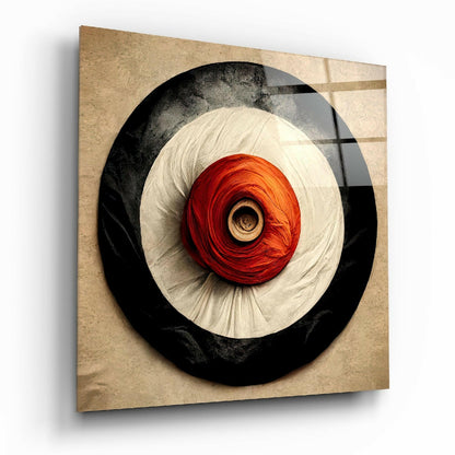 Red Rose Concentric Circles Glass Wall Art