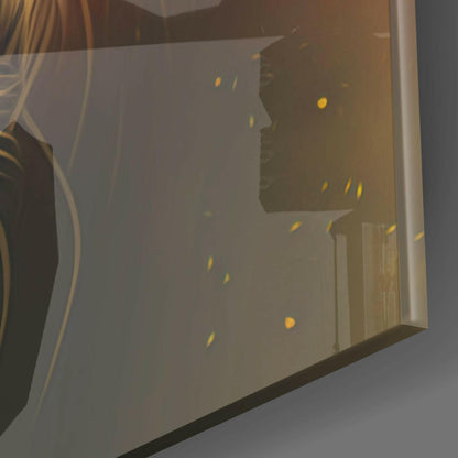 Golden Leopard Profile Ember Glow Glass Wall Art