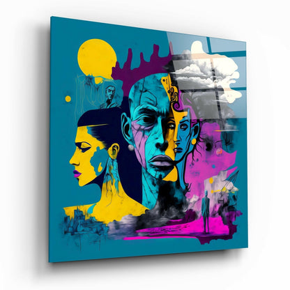 Layered Cubist Faces Sun Glass Wall Art