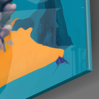 Cubist Profiles Pink Ruins Glass Wall Art