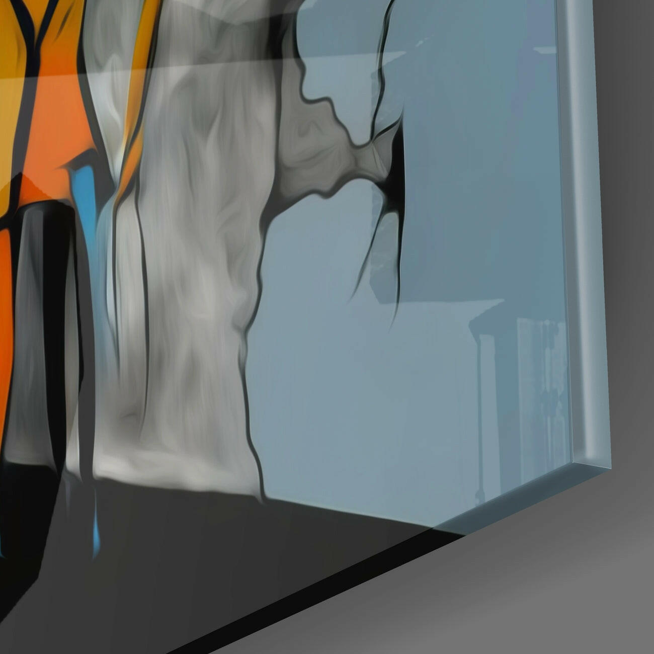 Yellow Woman Cubist Faces Glass Wall Art