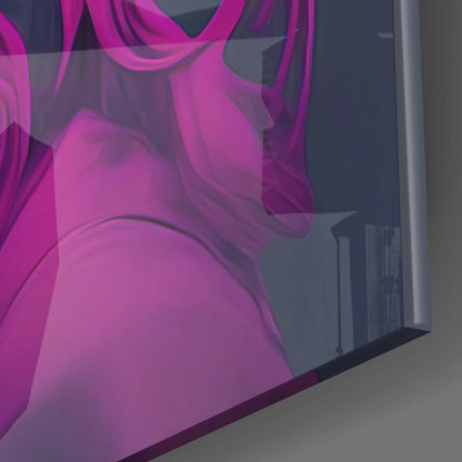 Four Profiles Purple Smoke Hair Glass Wall Art