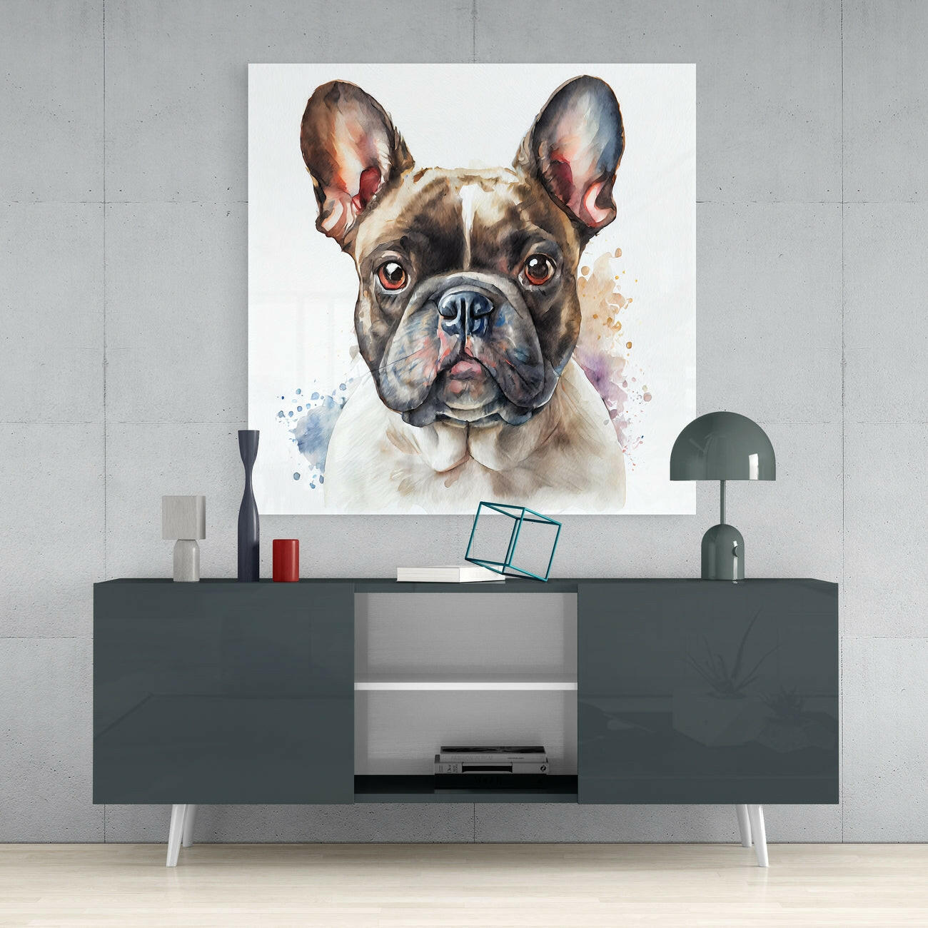 Brindle Bulldog Soft Watercolor Glass Wall Art