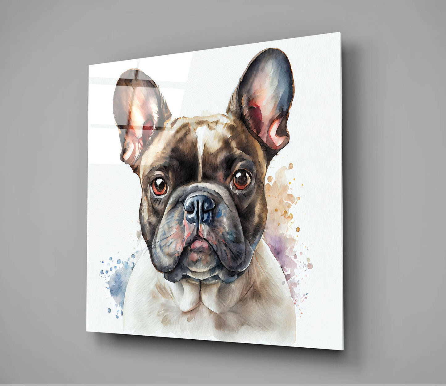 Brindle Bulldog Soft Watercolor Glass Wall Art