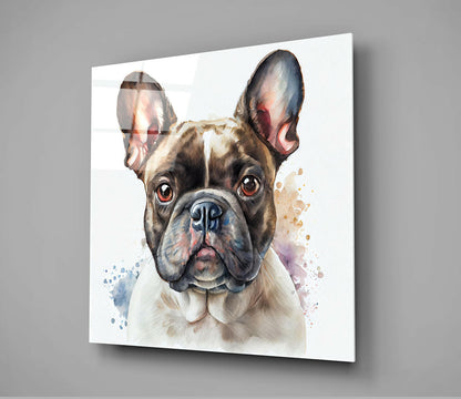 Brindle Bulldog Soft Watercolor Glass Wall Art