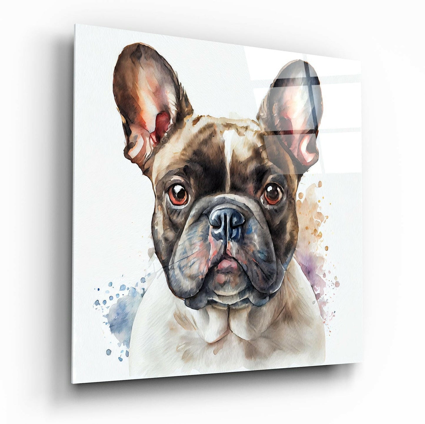Brindle Bulldog Soft Watercolor Glass Wall Art