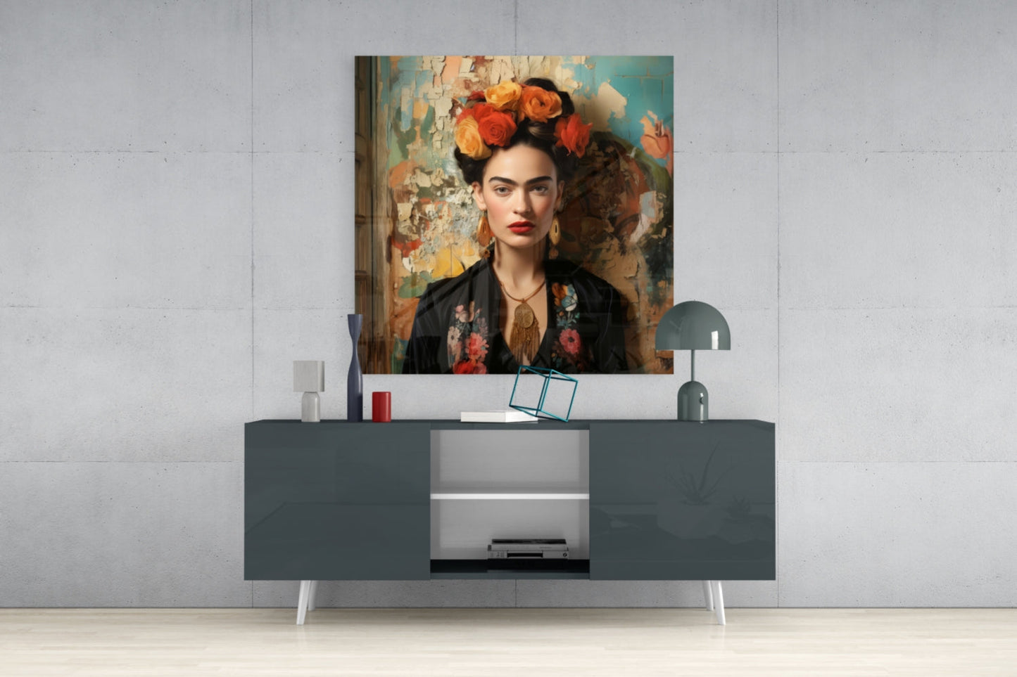 Folk Art Floral Portrait Glass Wall Art|| Designer Collection