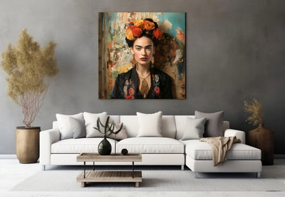Folk Art Floral Portrait Glass Wall Art|| Designer Collection