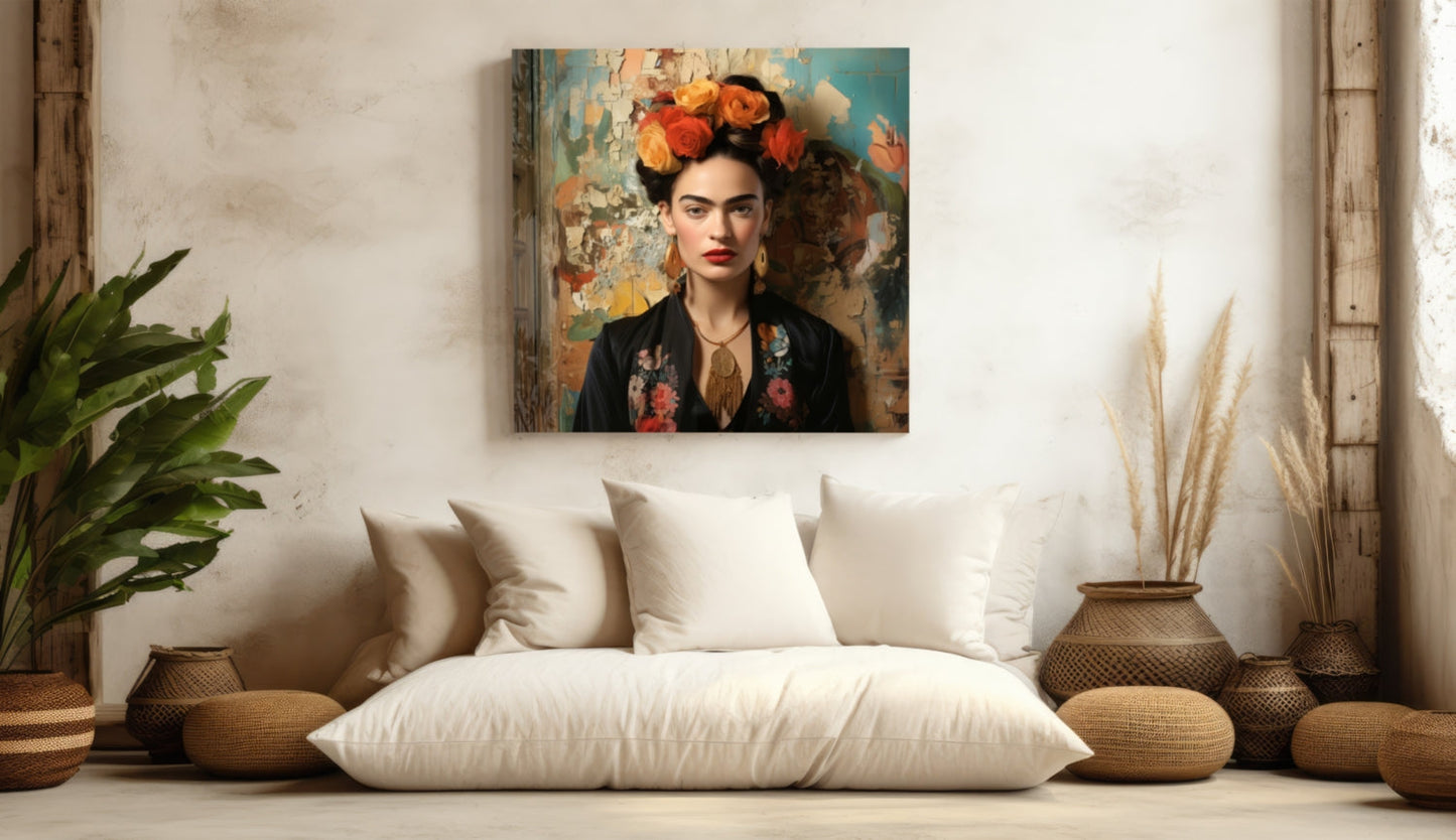 Folk Art Floral Portrait Glass Wall Art|| Designer Collection