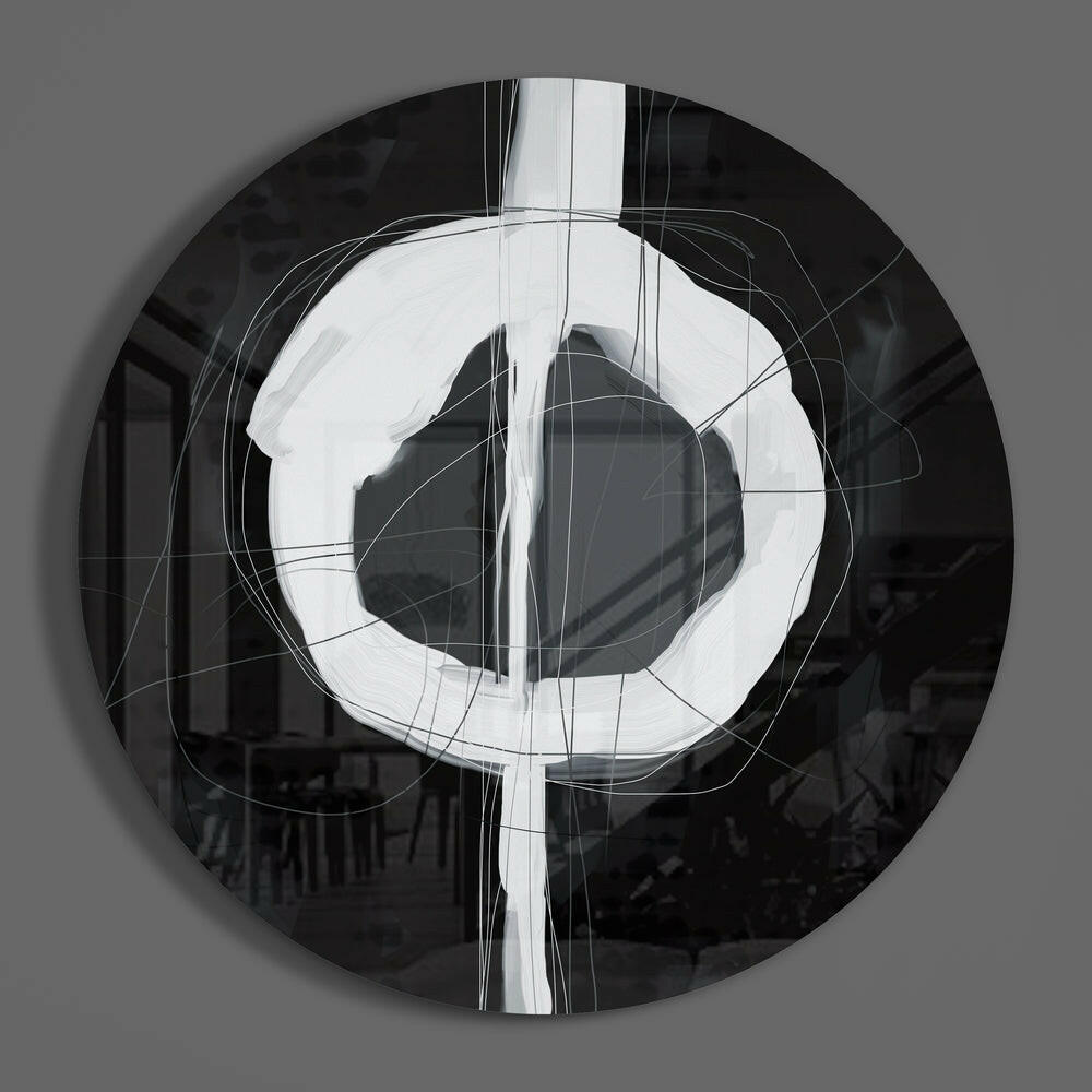 Black White Enso Circle Glass Wall Art