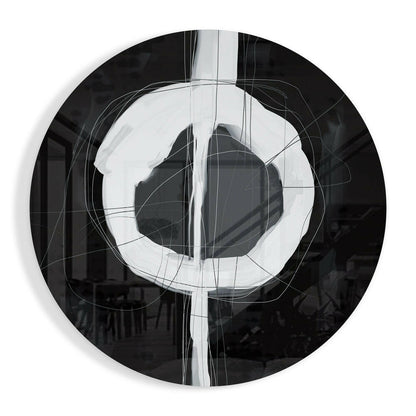 Black White Enso Circle Glass Wall Art