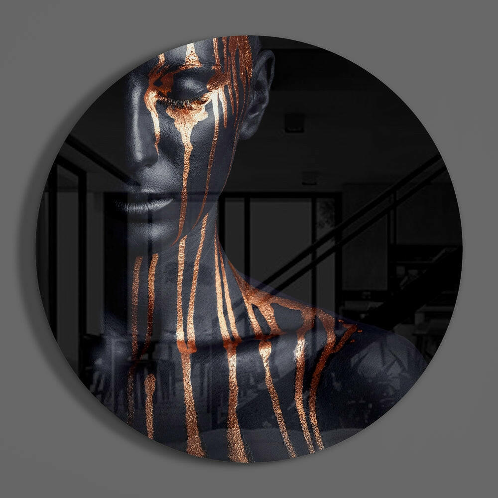 Molten Copper Streaks Glass Wall Art