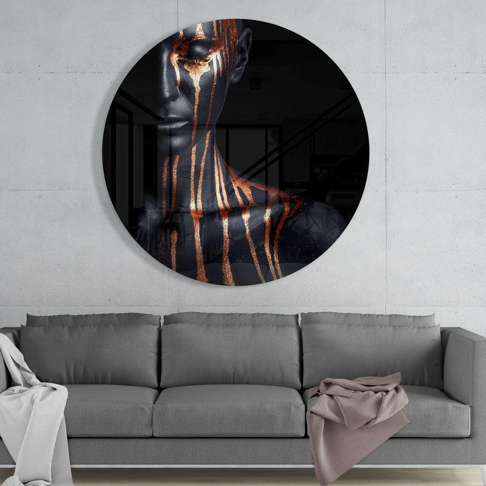 Molten Copper Streaks Glass Wall Art