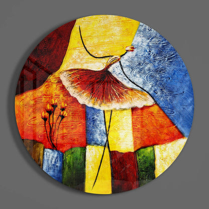 Colorful Ballerina in Tutu Painting Glass Wall Art