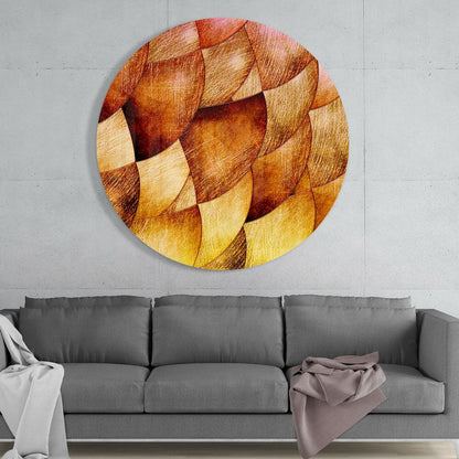 Golden Bronze Petal Scales Glass Wall Art