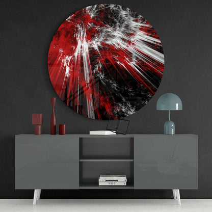 Round Crimson Shatter Explosion Glass Wall Art