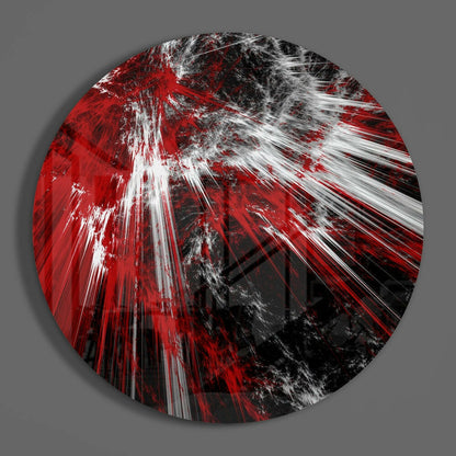 Round Crimson Shatter Explosion Glass Wall Art