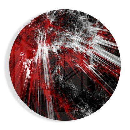 Round Crimson Shatter Explosion Glass Wall Art