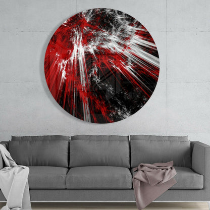 Round Crimson Shatter Explosion Glass Wall Art