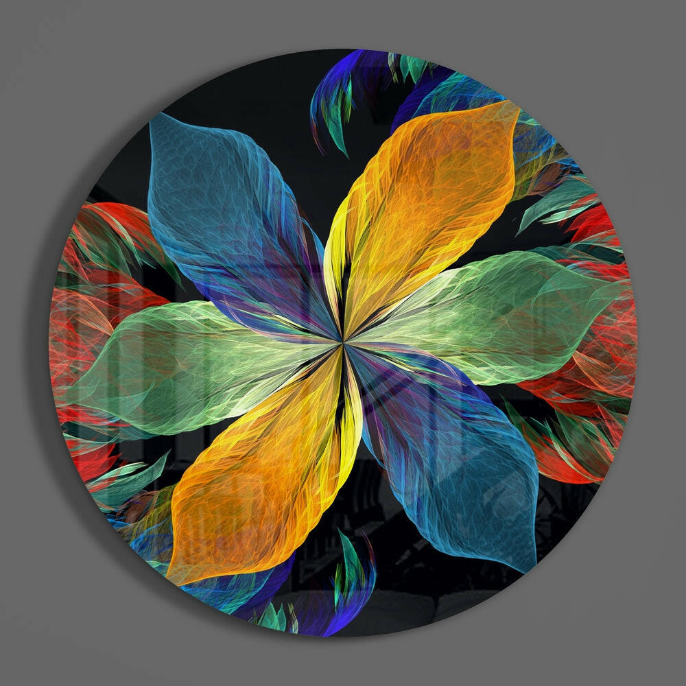Translucent Rainbow Petals Flower Glass Wall Art