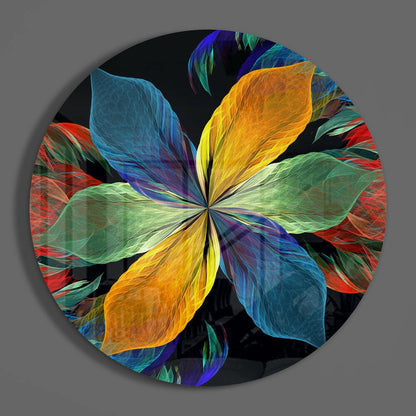 Translucent Rainbow Petals Flower Glass Wall Art