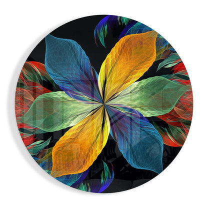 Translucent Rainbow Petals Flower Glass Wall Art