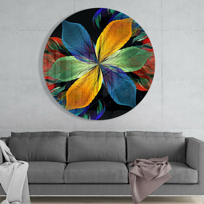 Translucent Rainbow Petals Flower Glass Wall Art