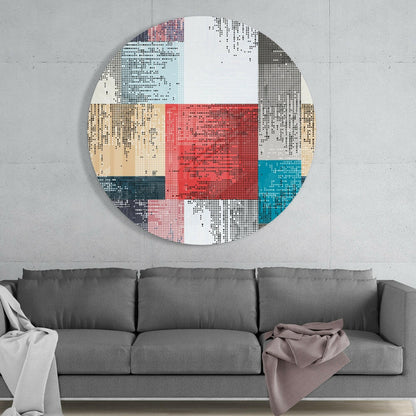 Halftone Dot Color Block Squares Glass Wall Art