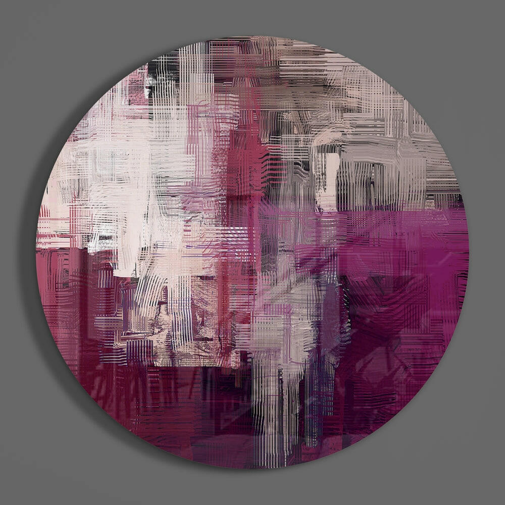 Magenta Woven Crosshatch Glass Wall Art