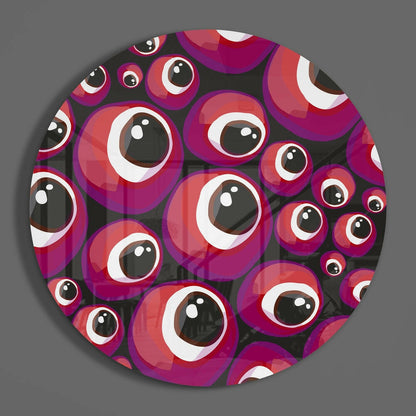 Red and Purple Evil Eye Bead Cluster Glass Wall Art