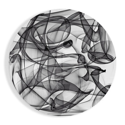 Black Wire Smoke Loops Round Glass Wall Art