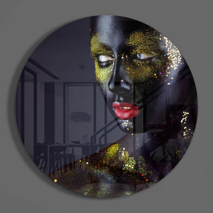 Gold Dust Red Lips Glass Wall Art