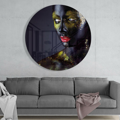 Gold Dust Red Lips Glass Wall Art