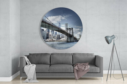 Brooklyn Bridge Skyline Circle Glass Wall Art