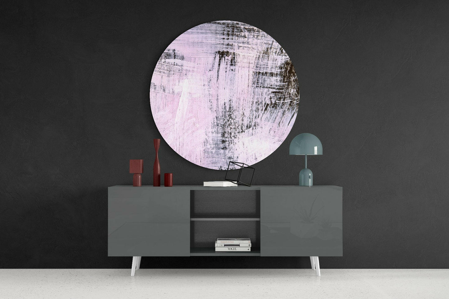 Lilac Black Dry Brush Glass Wall Art
