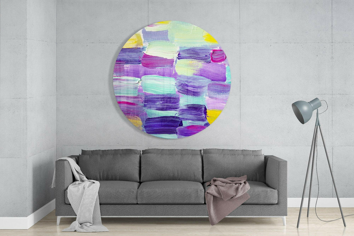 Purple Teal Brushstroke Blocks Glass Wall Art